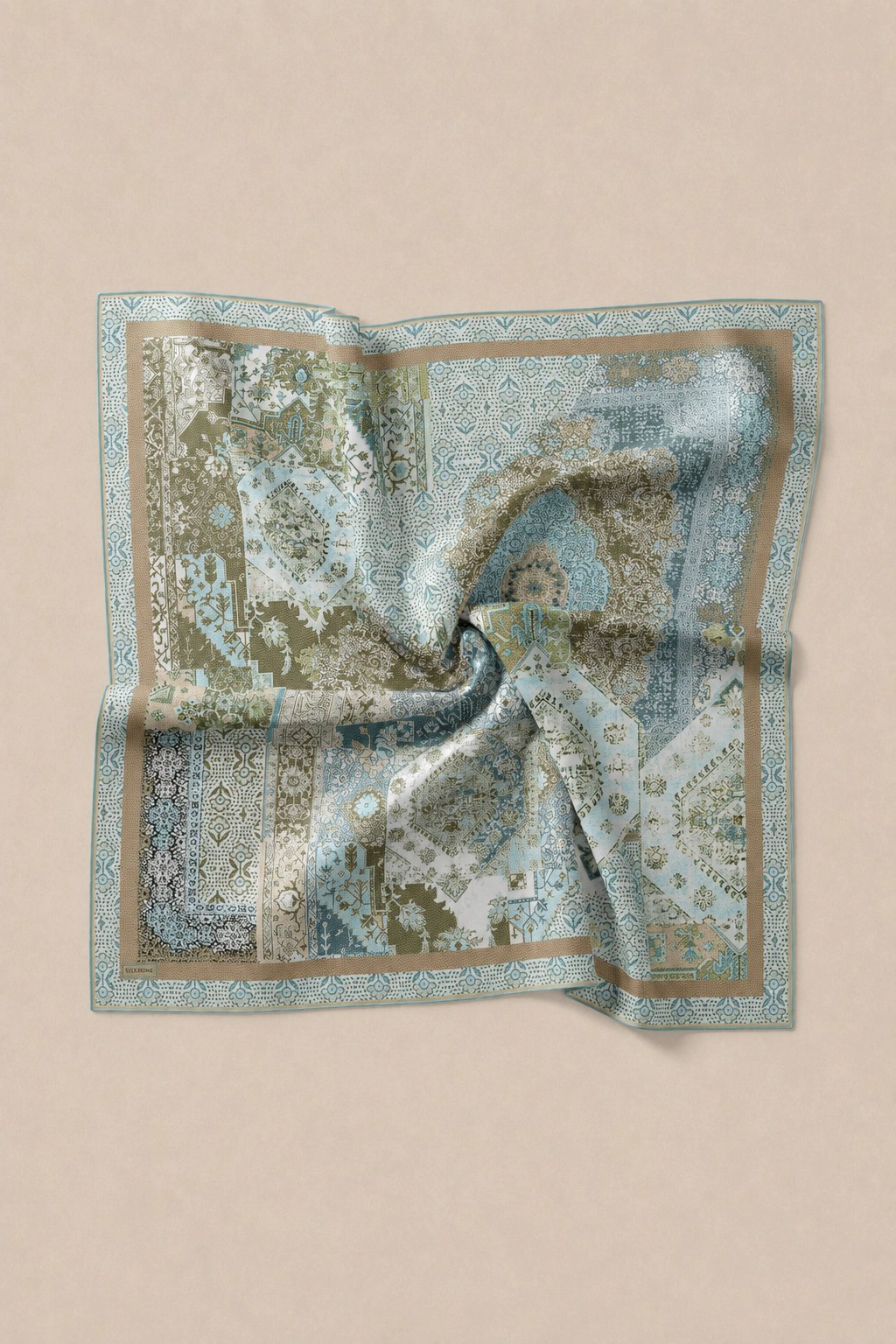 Monare Silkhome Eşarp - Etnik Patchwork - Su Yeşili 3