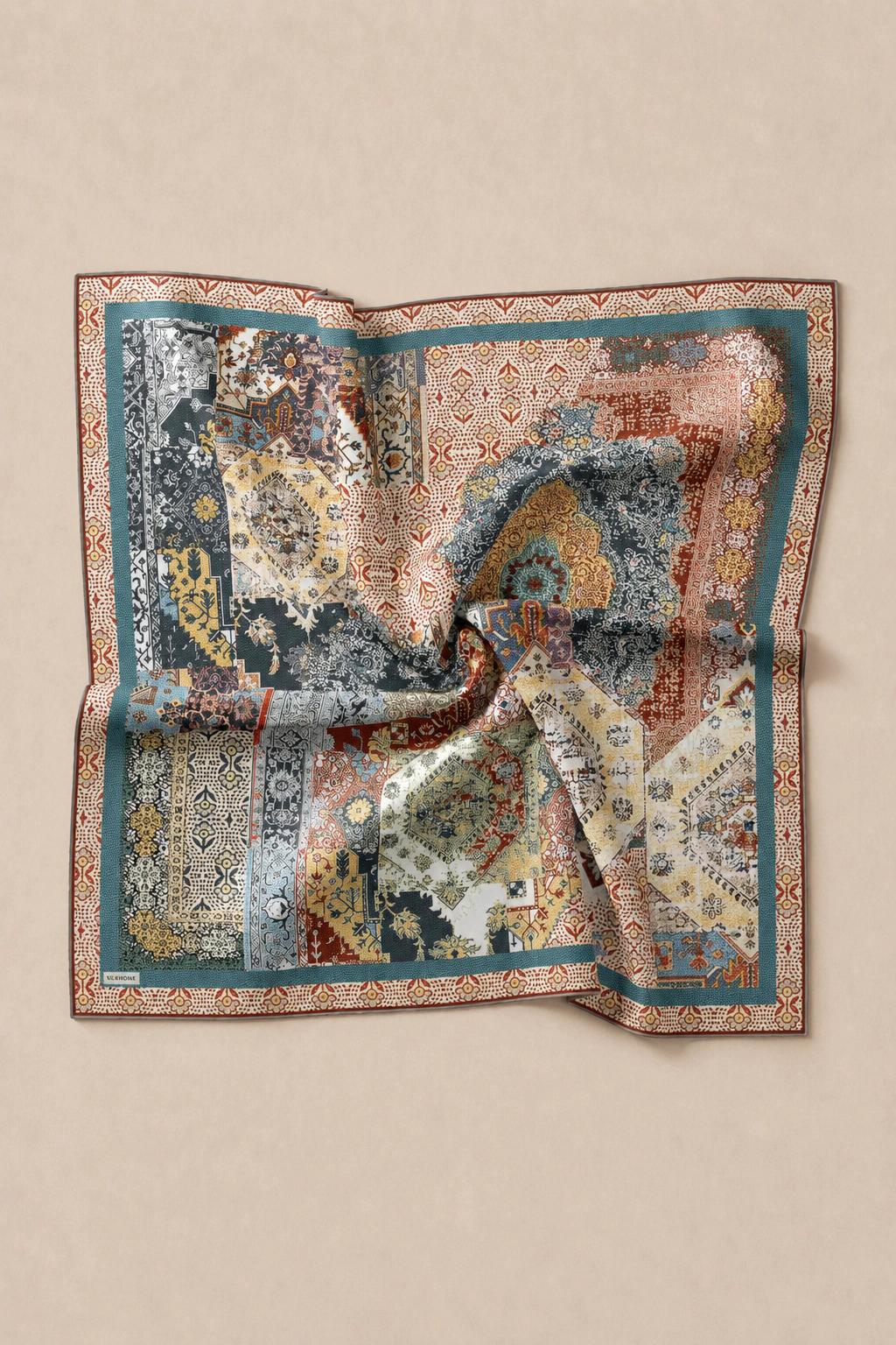 Monare Silkhome Eşarp - Etnik Patchwork - Petrol 3