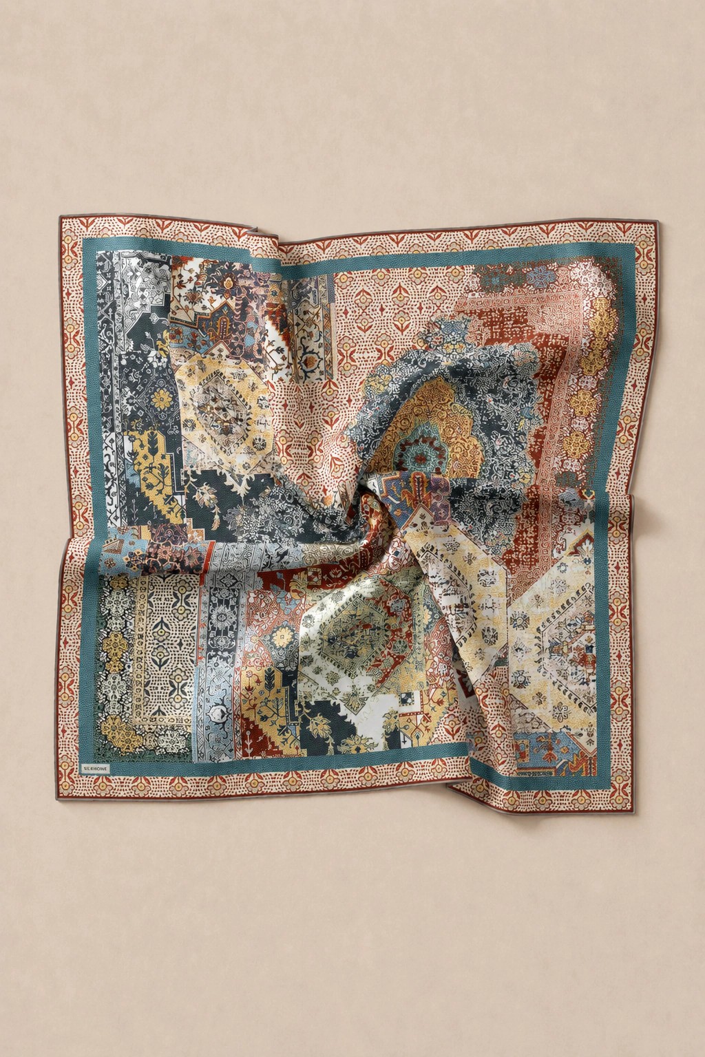 Monare Silkhome Eşarp - Etnik Patchwork - Petrol 3