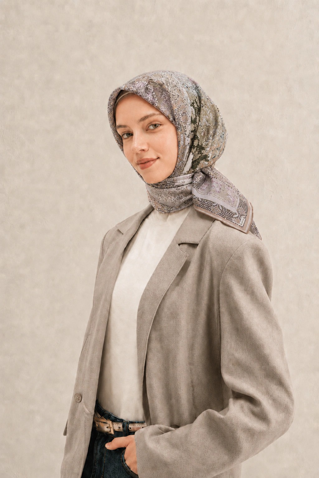 Monare Silkhome Eşarp - Etnik Patchwork - Vizon 1