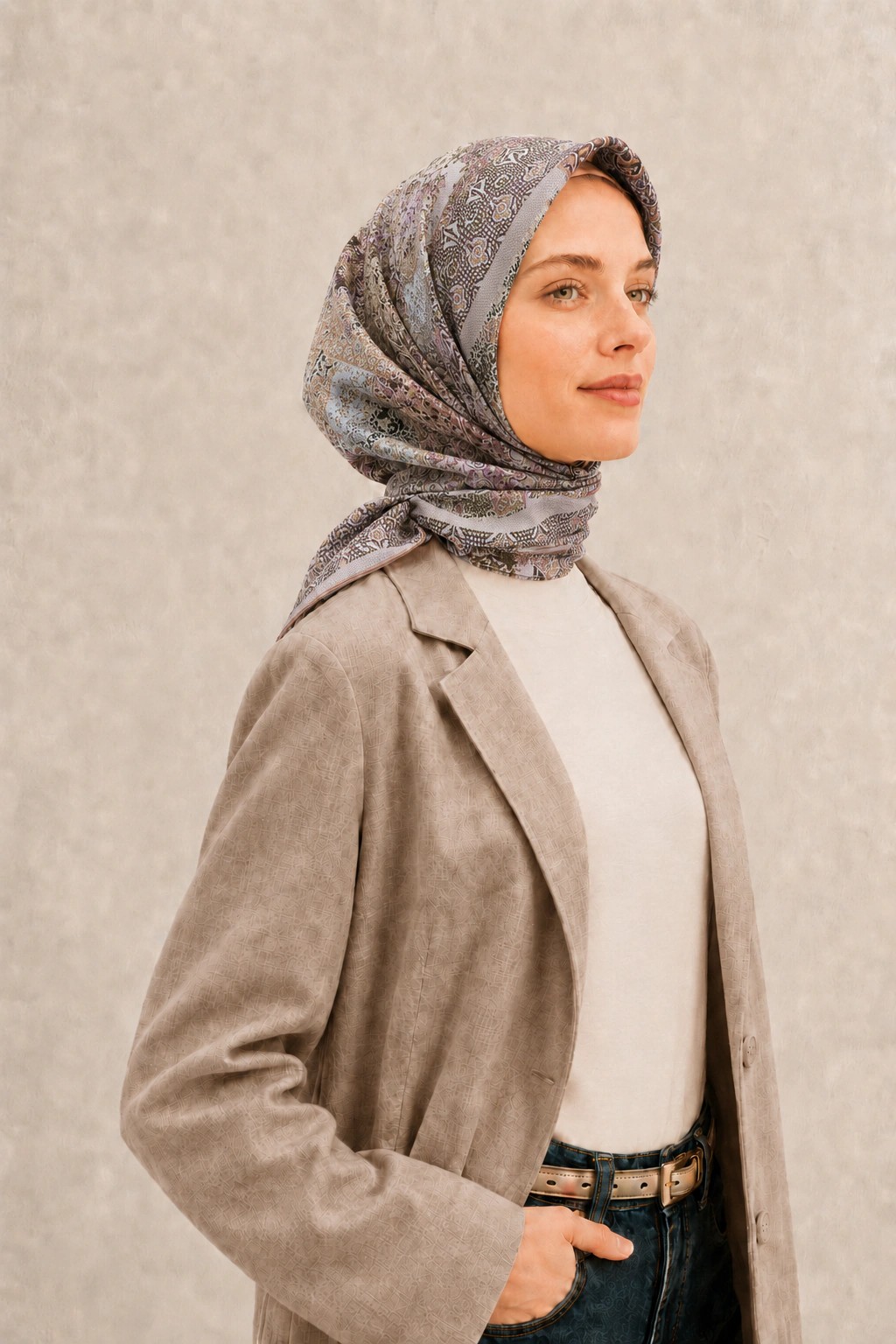 Monare Silkhome Eşarp - Etnik Patchwork - Vizon 2