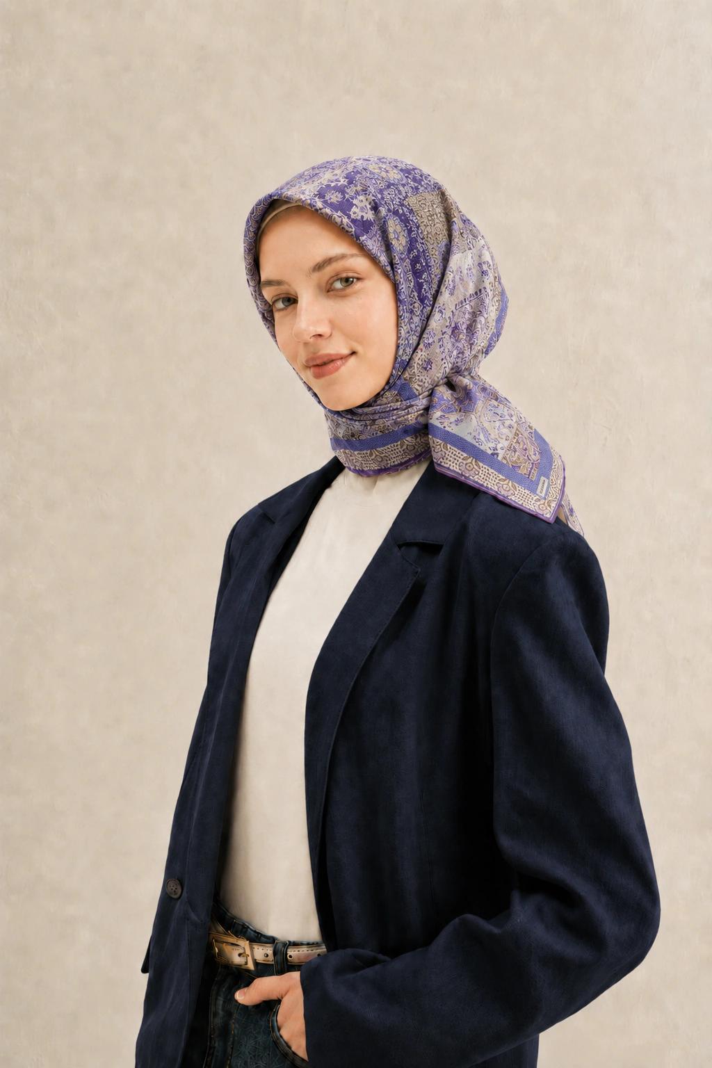 Monare Silkhome Eşarp - Etnik Patchwork - Lila