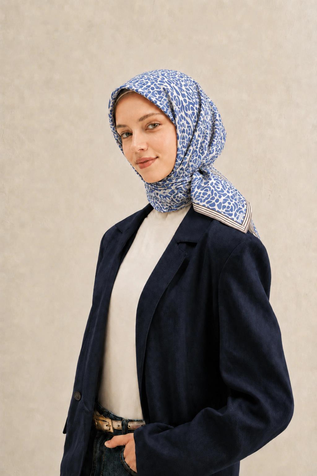 Monare Silkhome Eşarp - Soft Çizgi - Mavi