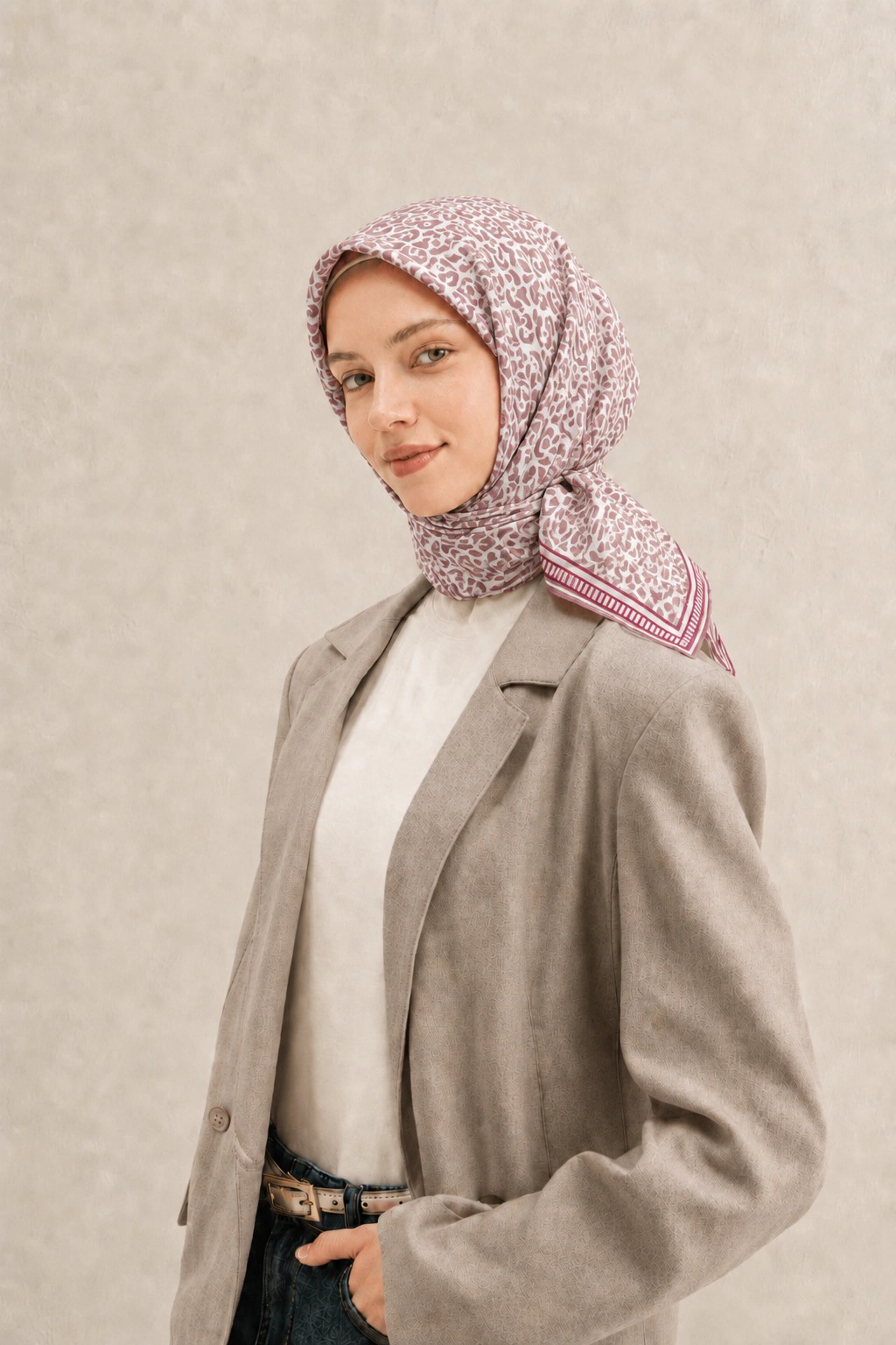 Monare Silkhome Eşarp - Soft Çizgi - Gül Kurusu 1