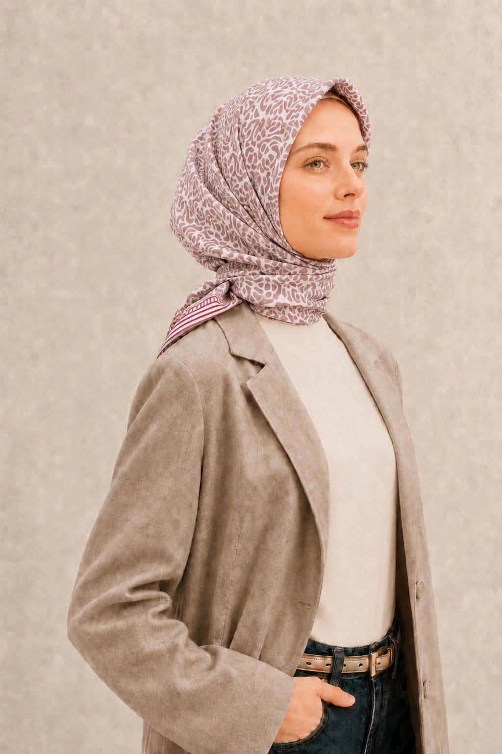 Monare Silkhome Eşarp - Soft Çizgi - Gül Kurusu 2
