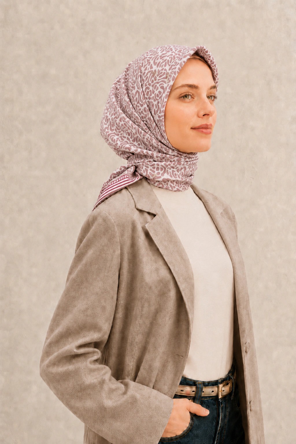 Monare Silkhome Eşarp - Soft Çizgi - Gül Kurusu 2