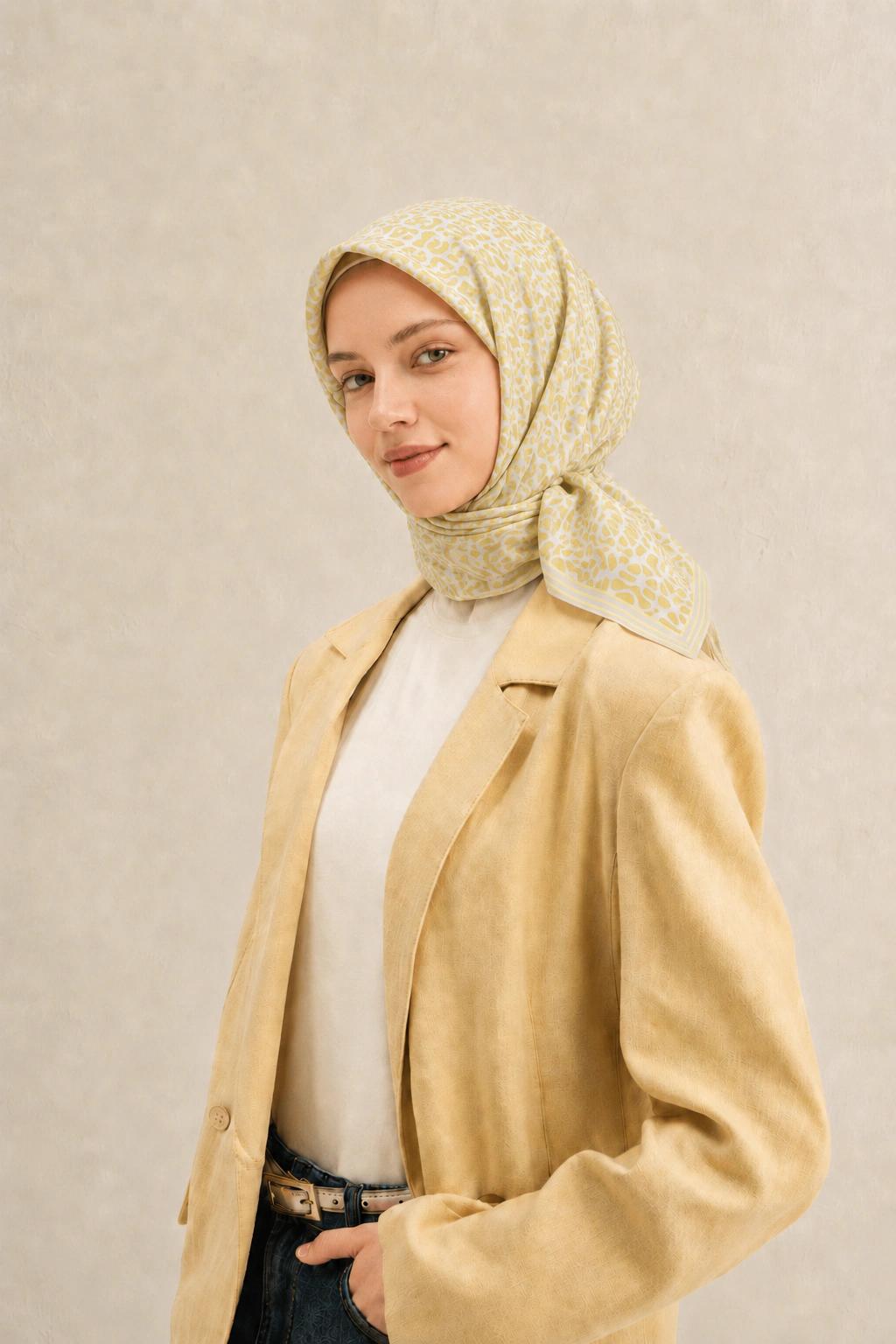 Monare Silkhome Eşarp - Soft Çizgi - Limon Sarı