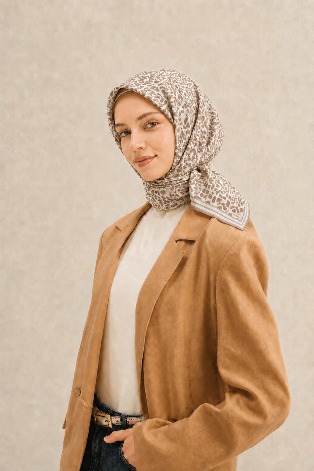 Monare Silkhome Eşarp - Soft Çizgi - Camel 1