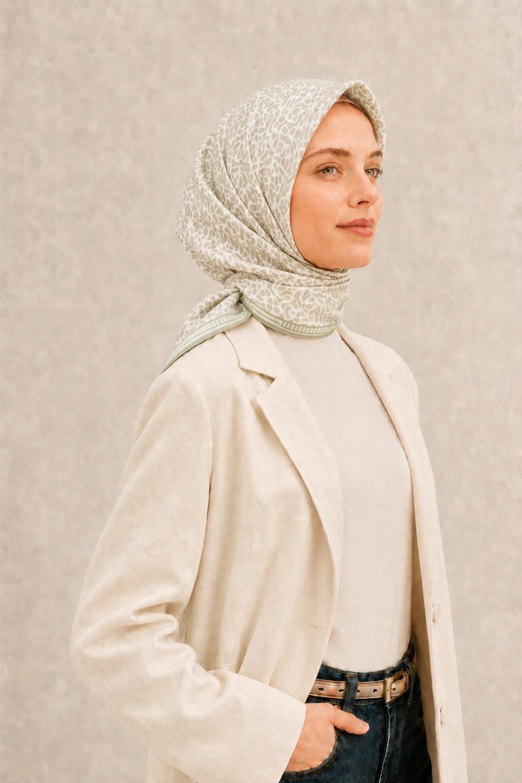 Monare Silkhome Eşarp - Soft Çizgi - Çağla Yeşili 2