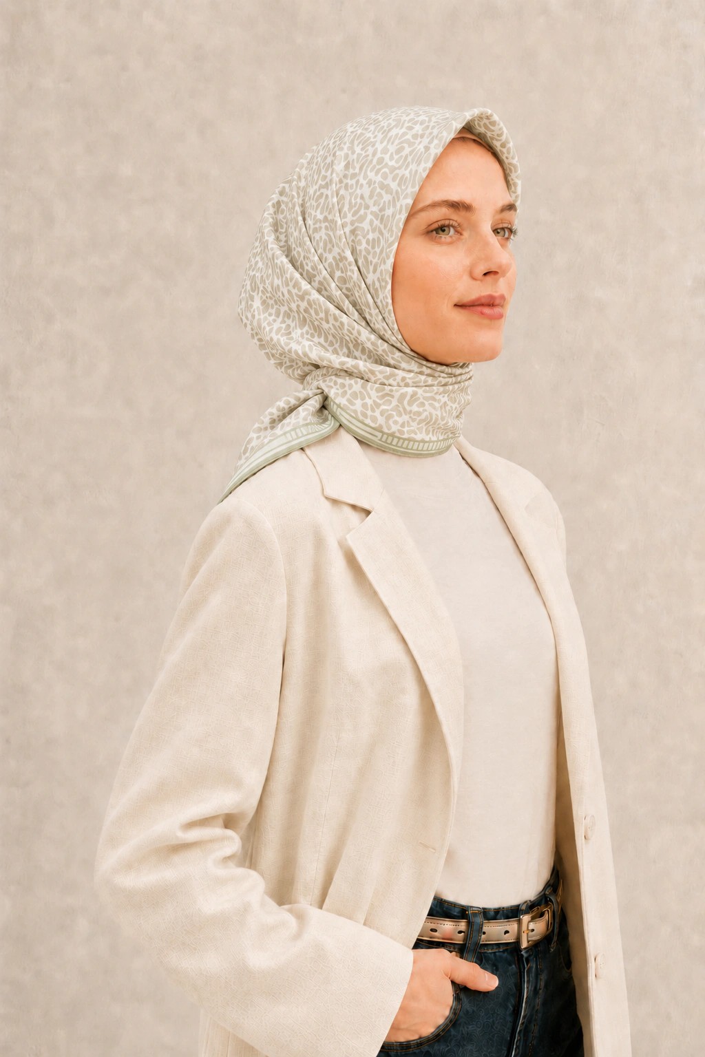 Monare Silkhome Eşarp - Soft Çizgi - Çağla Yeşili 2