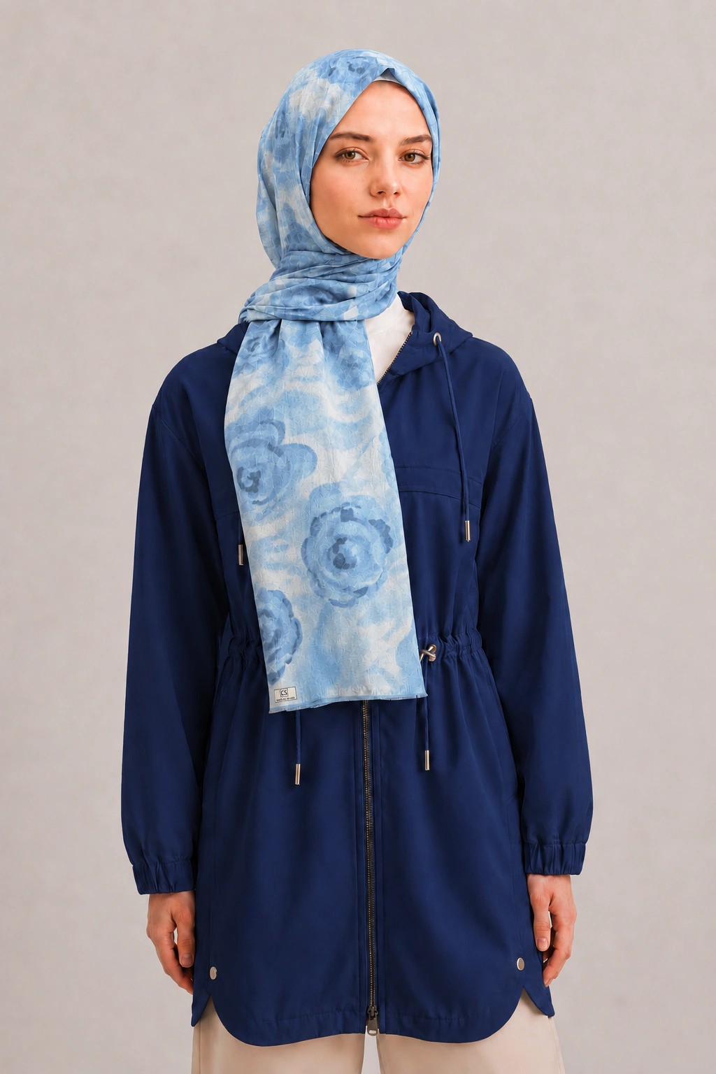 Camellia Scarfs Bambu Crash Şal - Mavi 1