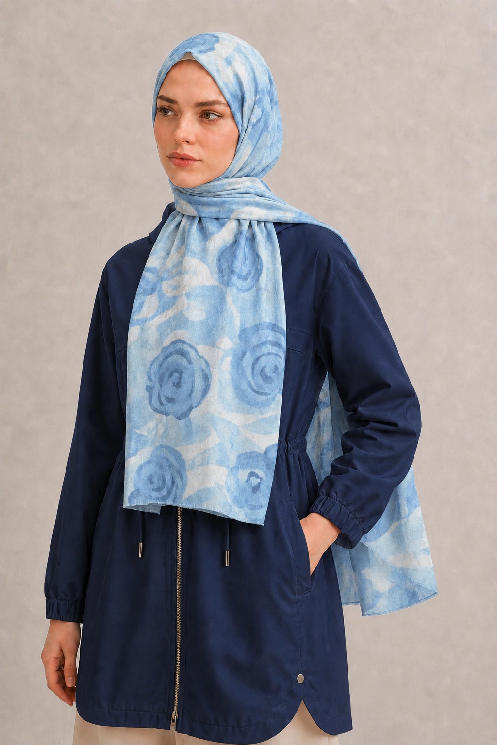 Camellia Scarfs Bambu Crash Şal - Mavi 2