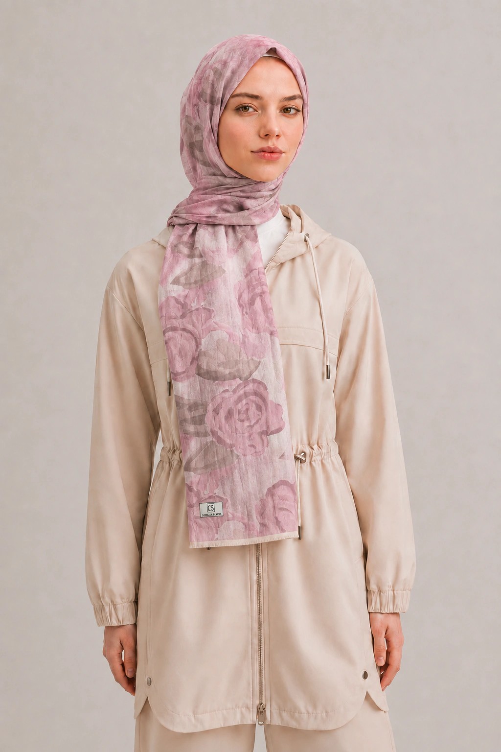 Camellia Scarfs Bambu Crash Şal - Pembe 1