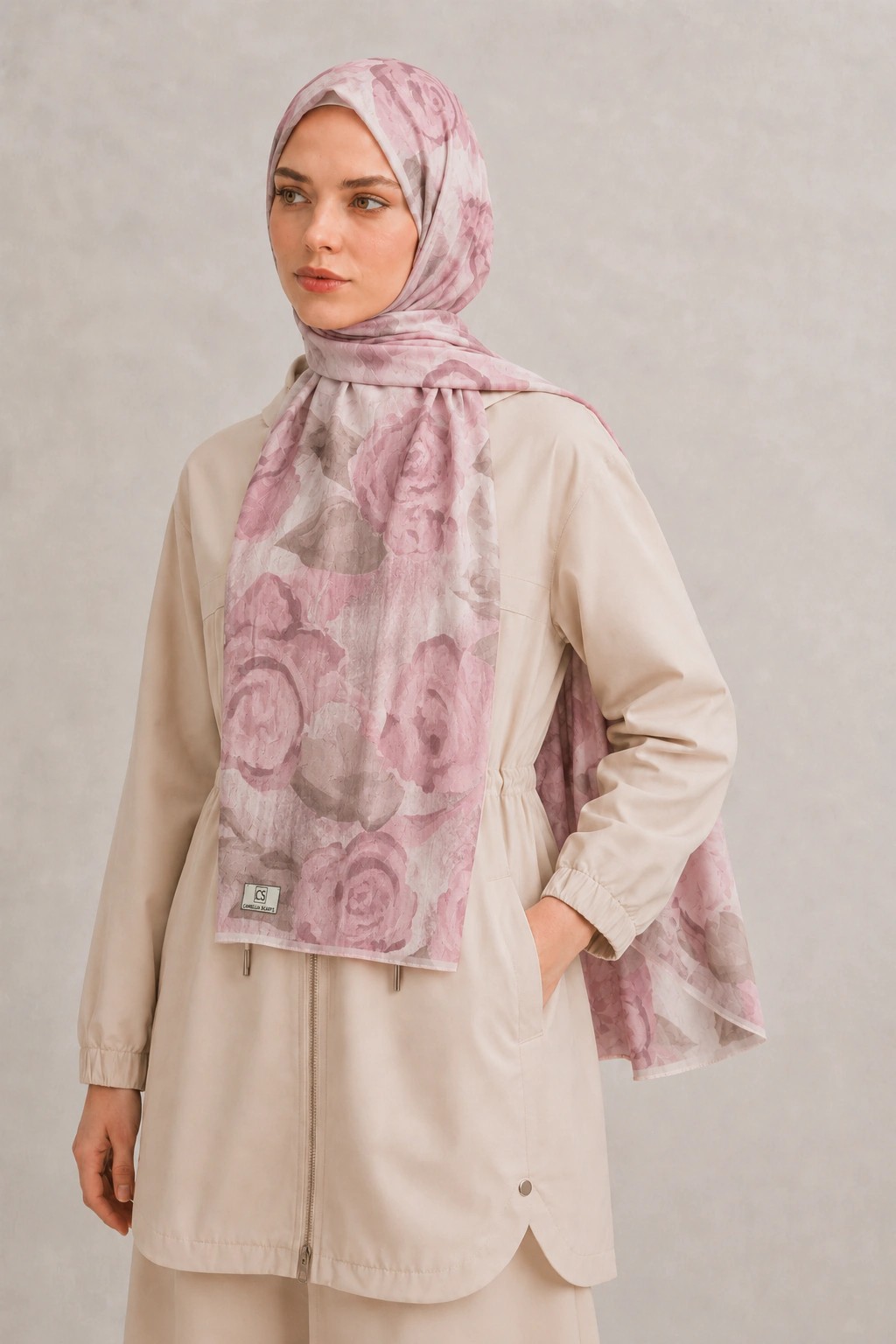 Camellia Scarfs Bambu Crash Şal - Pembe 2