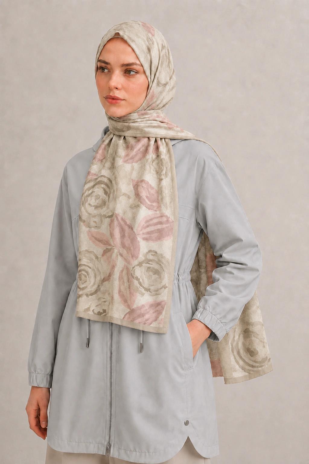 Camellia Scarfs Bambu Crash Şal - Bej 2