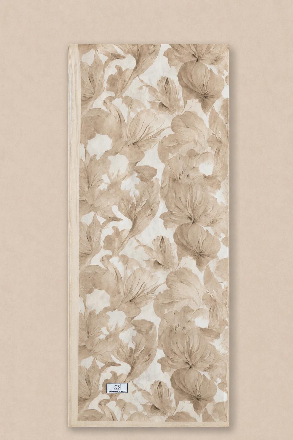 Camellia Scarf Rami Kumaş Şal - Taba 3