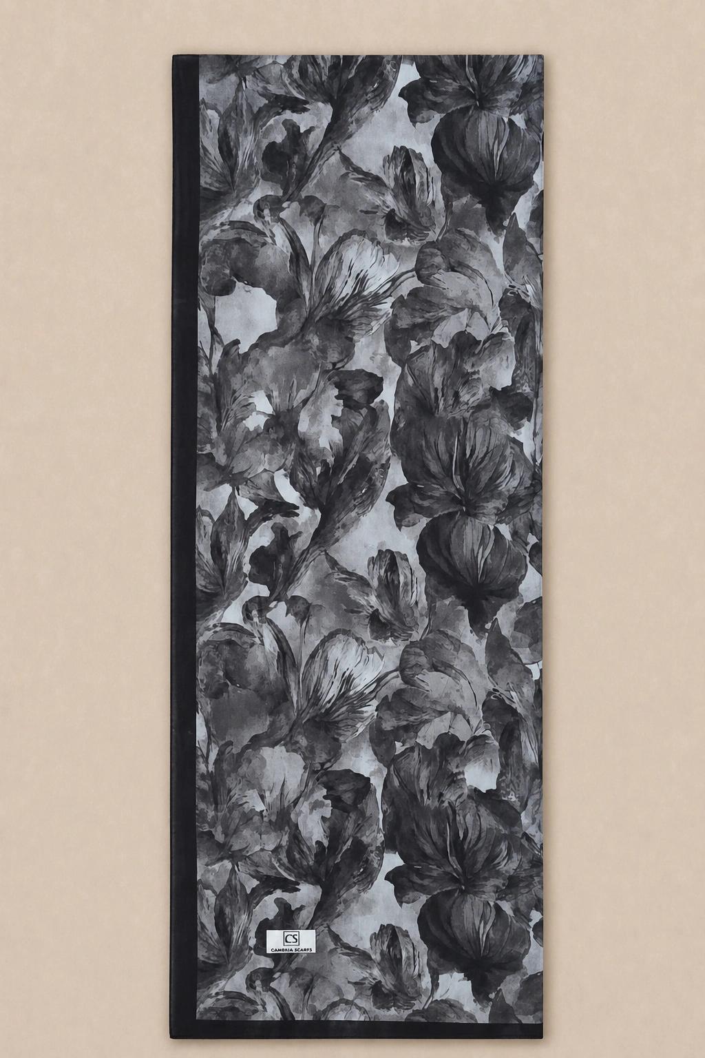 Camellia Scarf Rami Kumaş Şal - Siyah 3