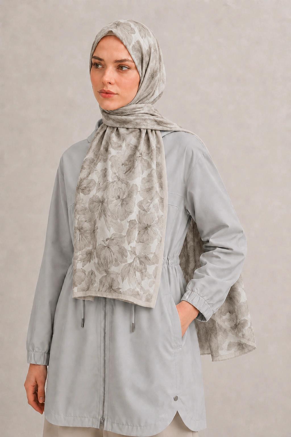 Camellia Scarf Rami Kumaş Şal - Vizon 2