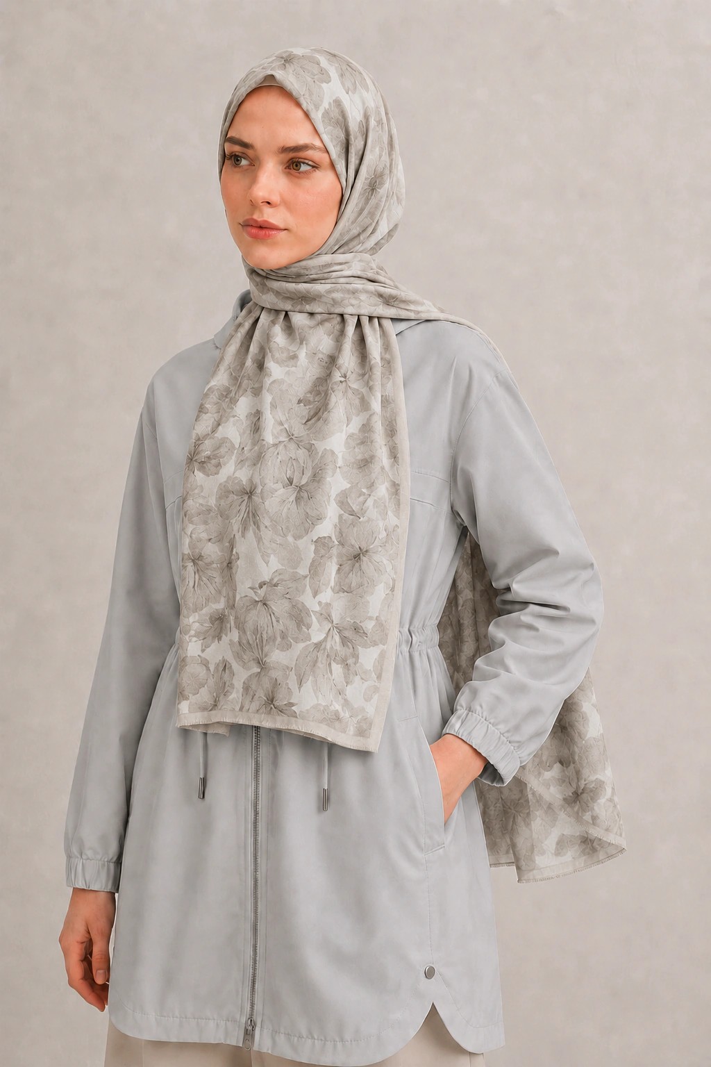 Camellia Scarf Rami Kumaş Şal - Vizon 2