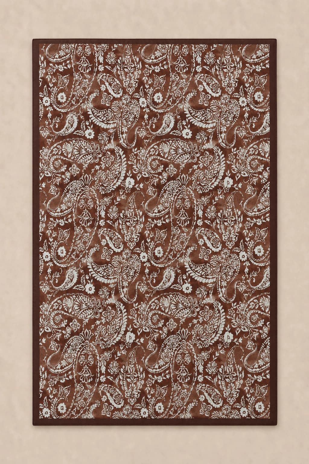 Harem Scarf Paisley Çiçek Desenli Tensel Şal - Bordo Ekru 3