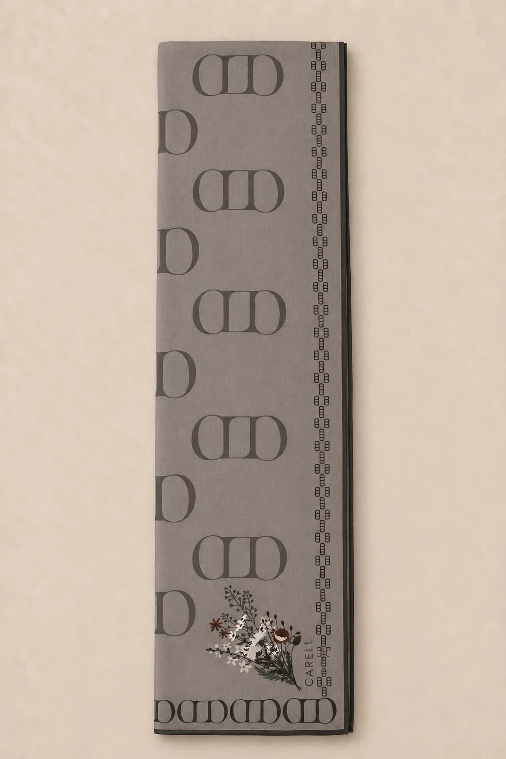 Carell Elegance Monogram Floş Viskon Şal - Gri 3