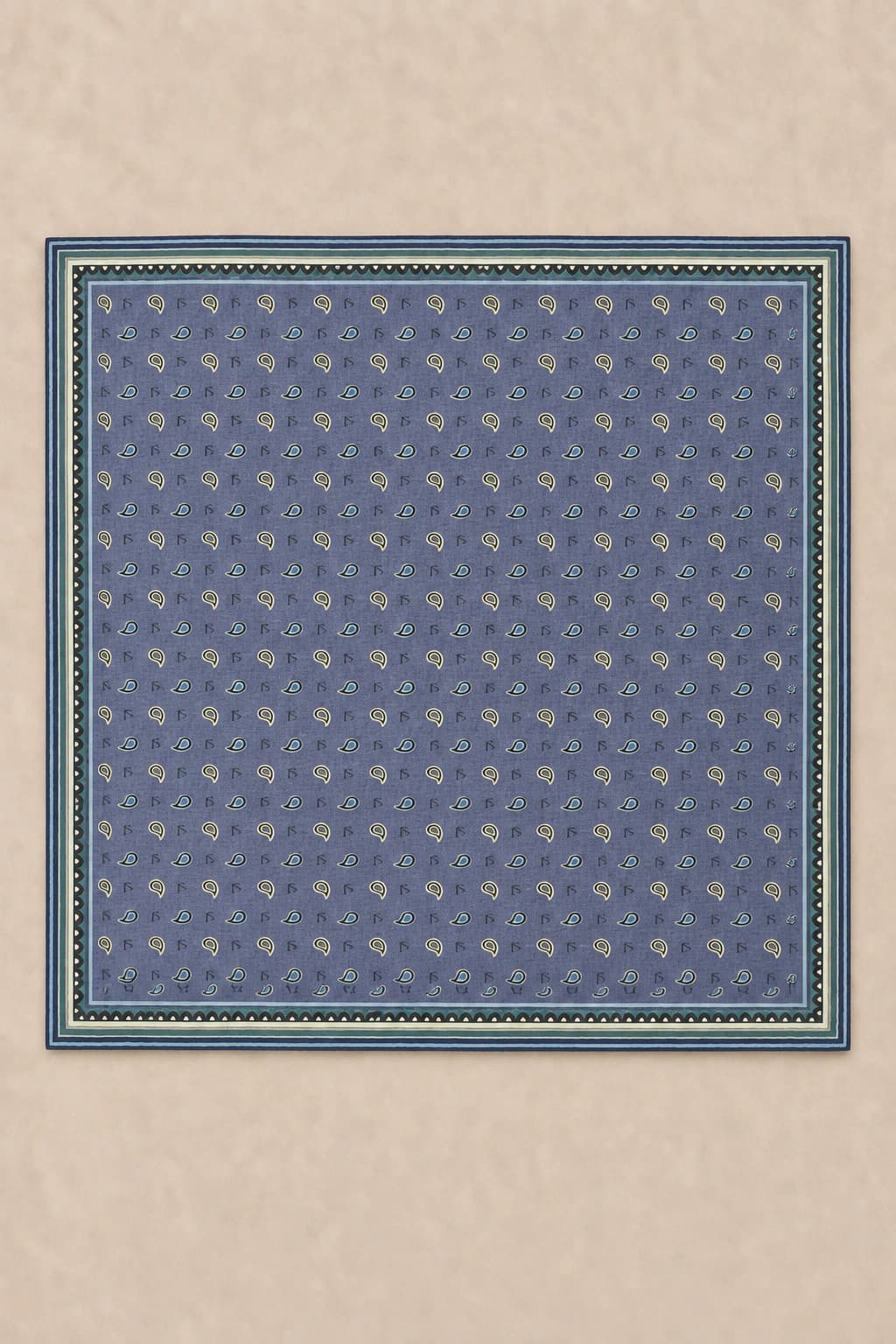 LuvénSara Monogramlı Damla Desenli Viskon Tencel Eşarp - Jean Mavi 3