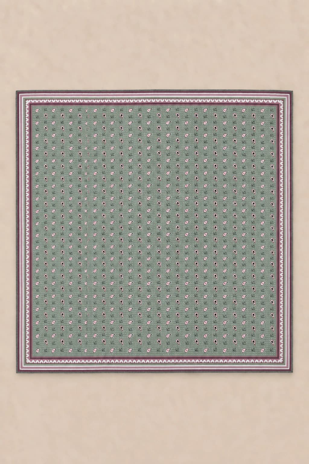 LuvénSara Monogramlı Damla Desenli Viskon Tencel Eşarp - Açık Yeşil 3