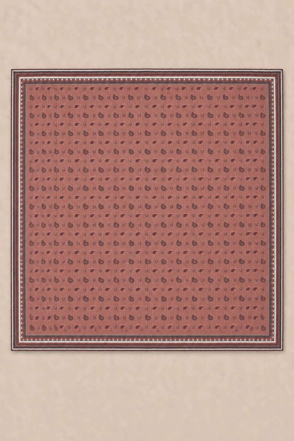 LuvénSara Monogramlı Damla Desenli Viskon Tencel Eşarp - Maun 3