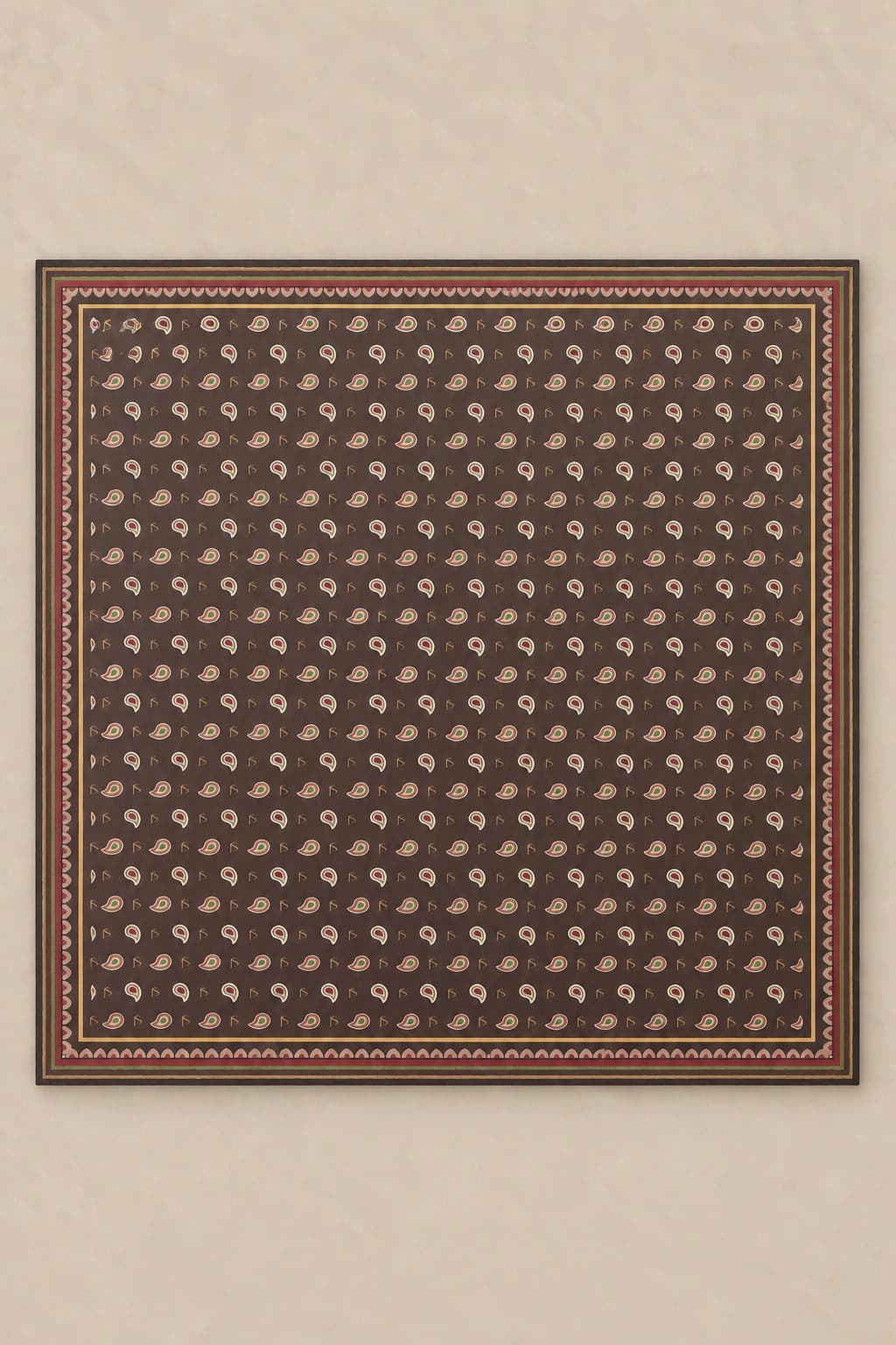 LuvénSara Monogramlı Damla Desenli Viskon Tencel Eşarp - Koyu Kahve 3