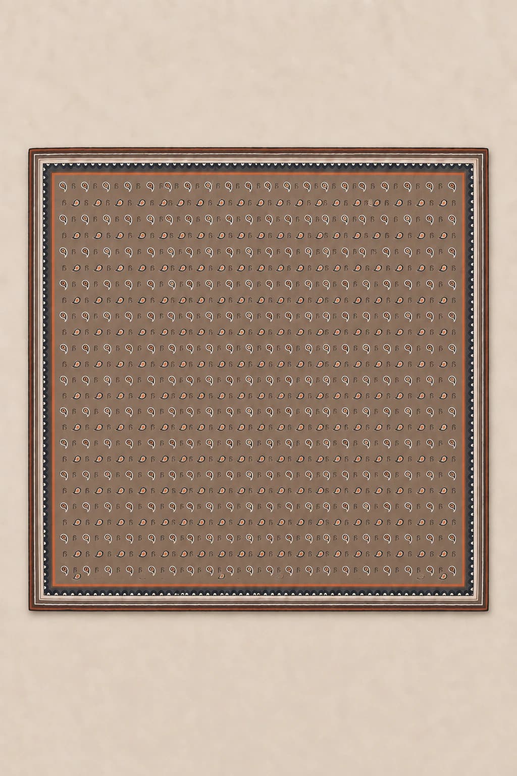 LuvénSara Monogramlı Damla Desenli Viskon Tencel Eşarp - Kahverengi 3
