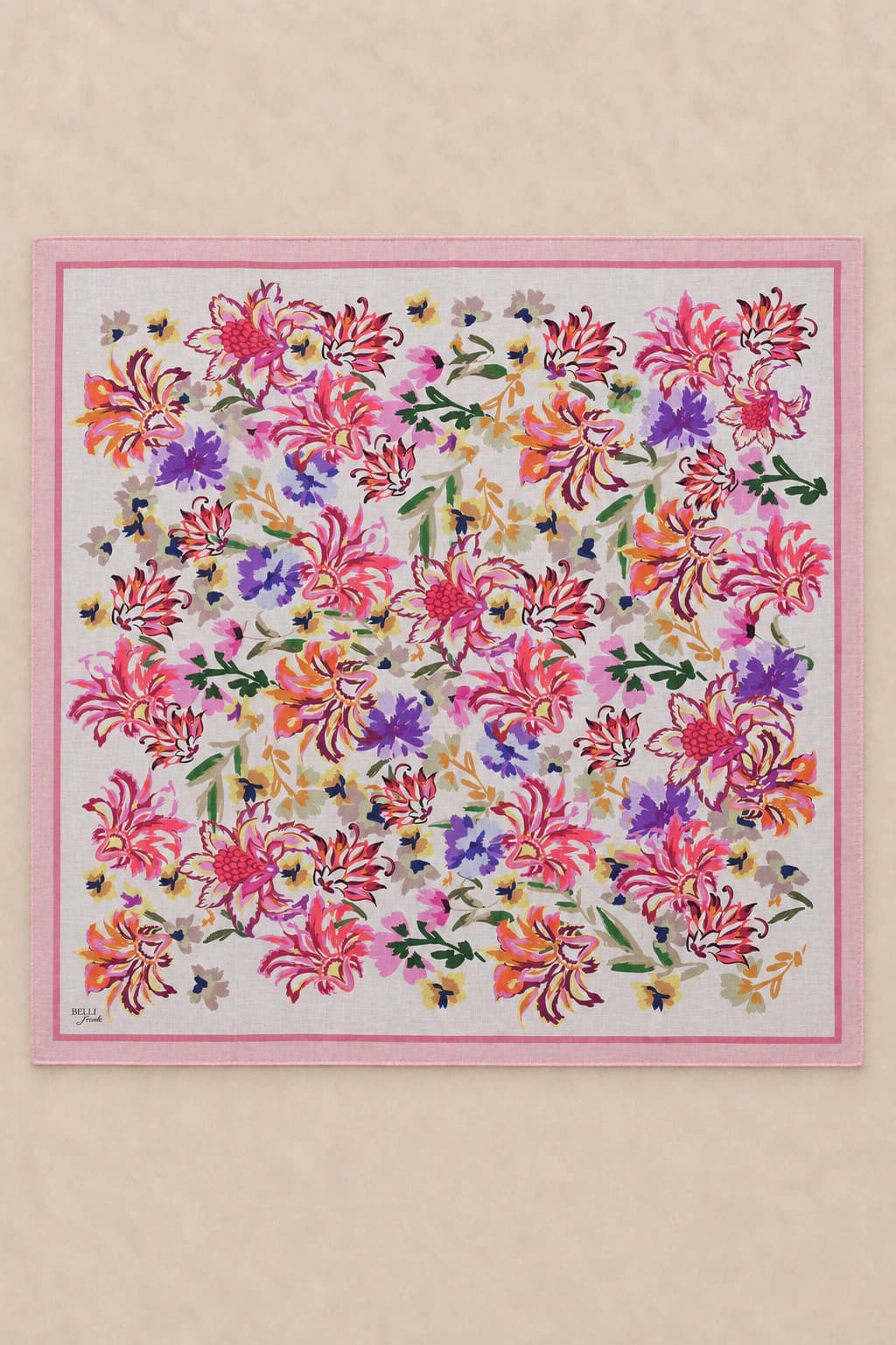 Belli Fresh Rozy Floral Buket Tensel Eşarp - Pudra Lila 3