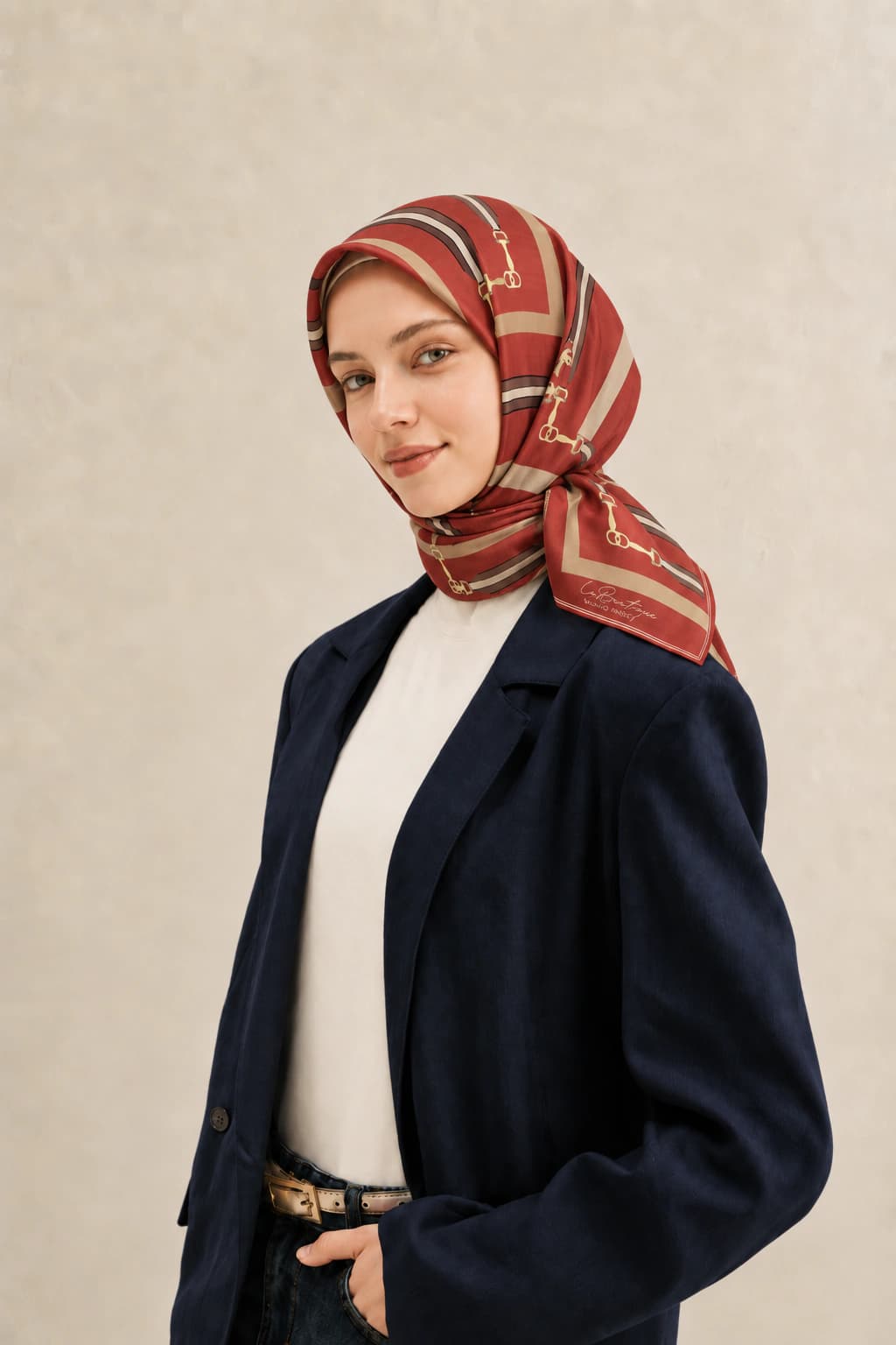 La Boutique Kemerli Geometrik Tensel Eşarp