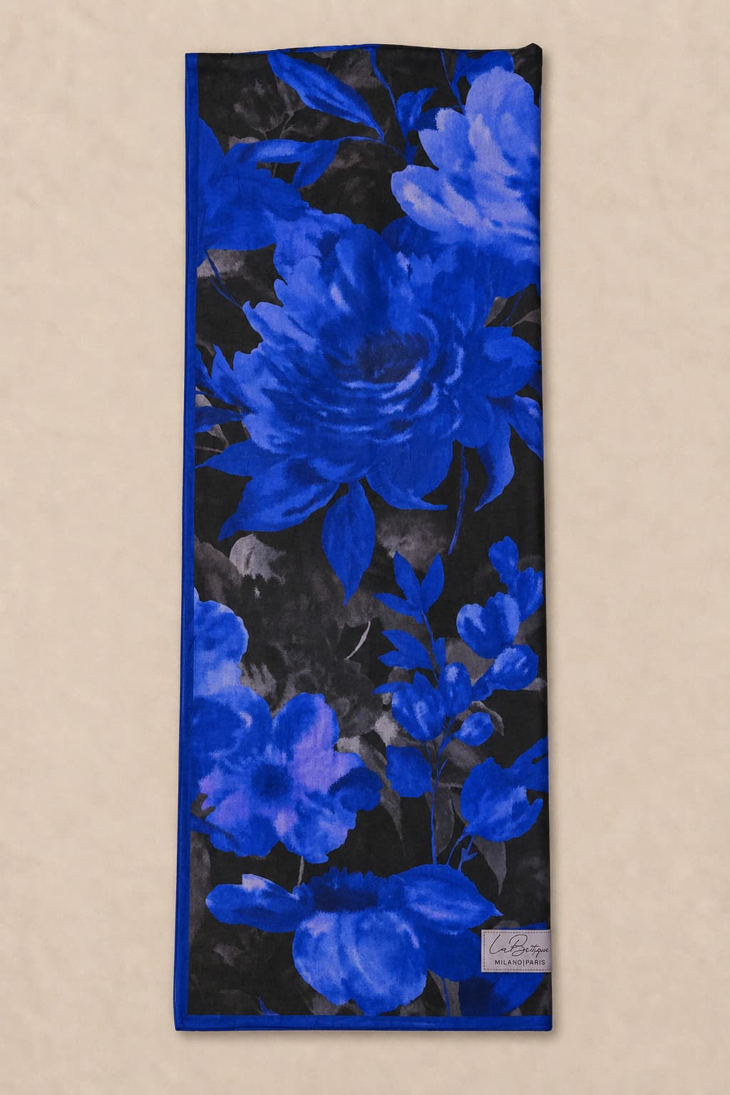 La Boutique Güz Yaz Floral ve Soyut Bambu Şal - Siyah Saks 3