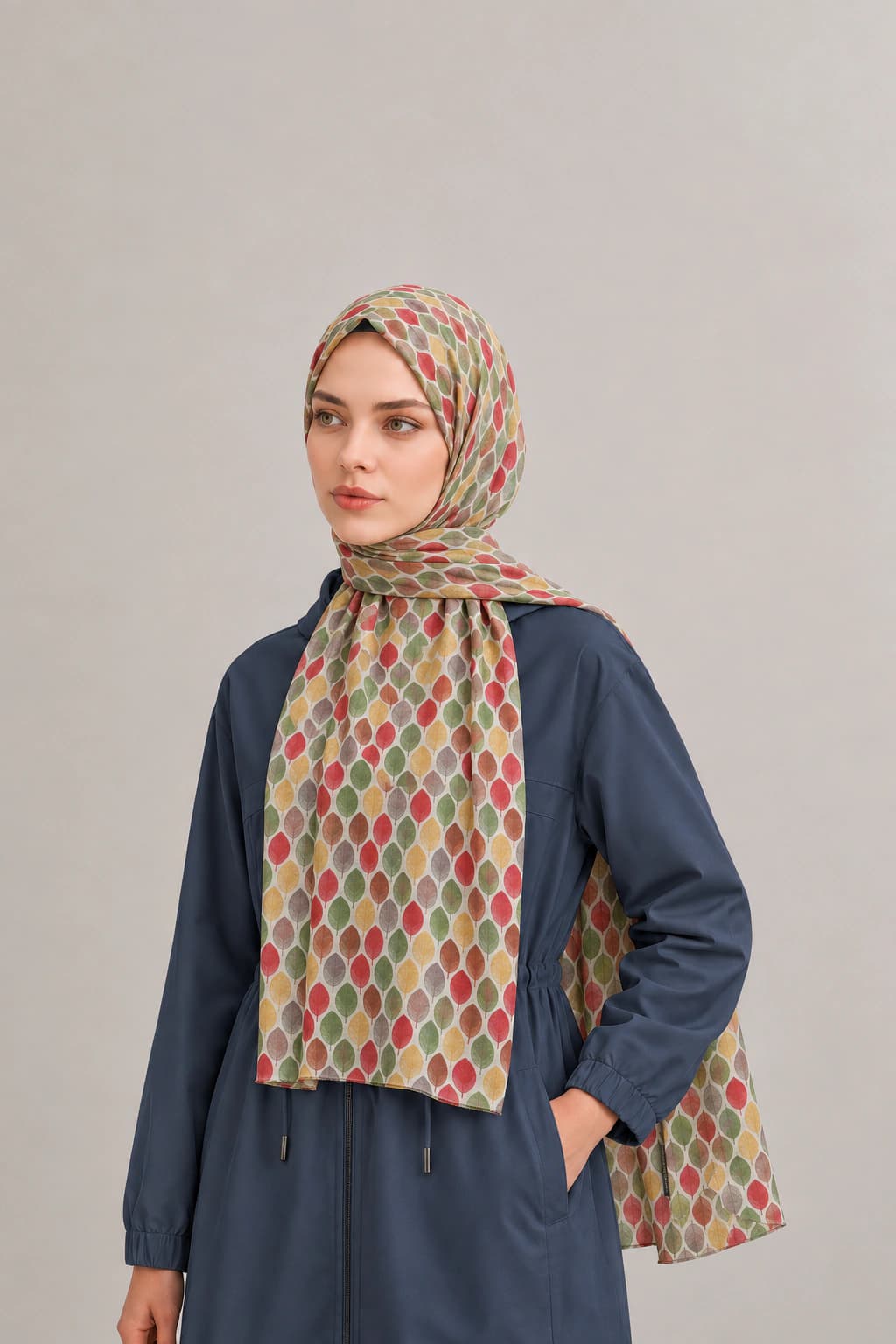 La Boutique Güz Yaz Geometrik Bambu Şal - Ekru Multi 2