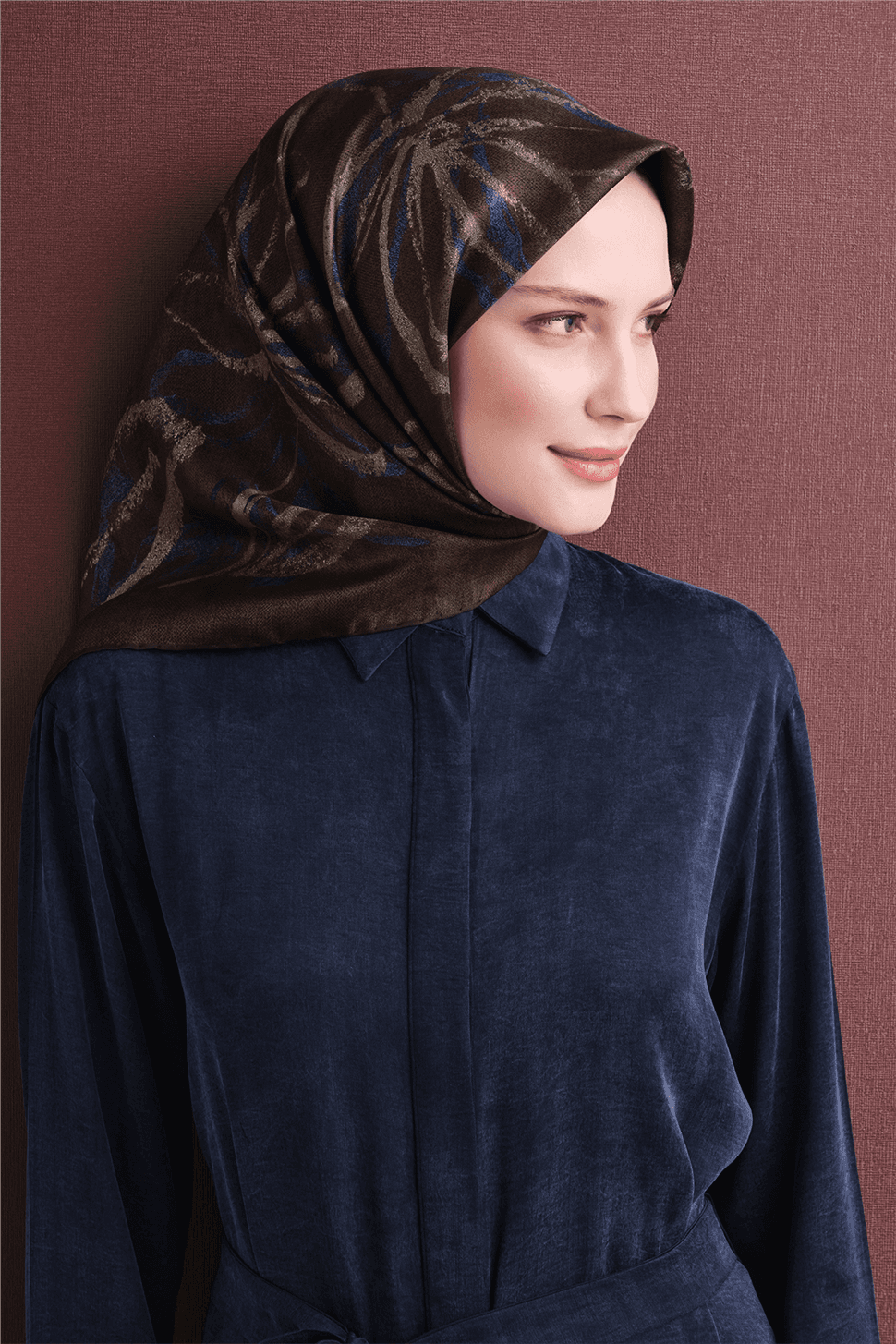 Armine Saf İpek Sura Eşarp 9600D - Kahverengi 3