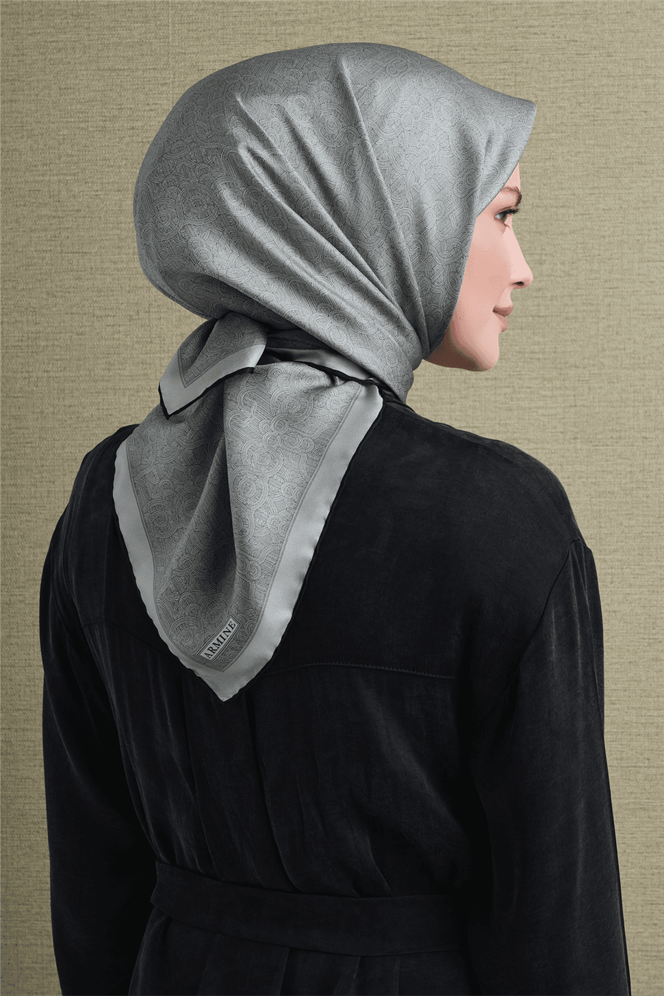 Armine Saf İpek Sura Eşarp 9601D - Açık Gri 4