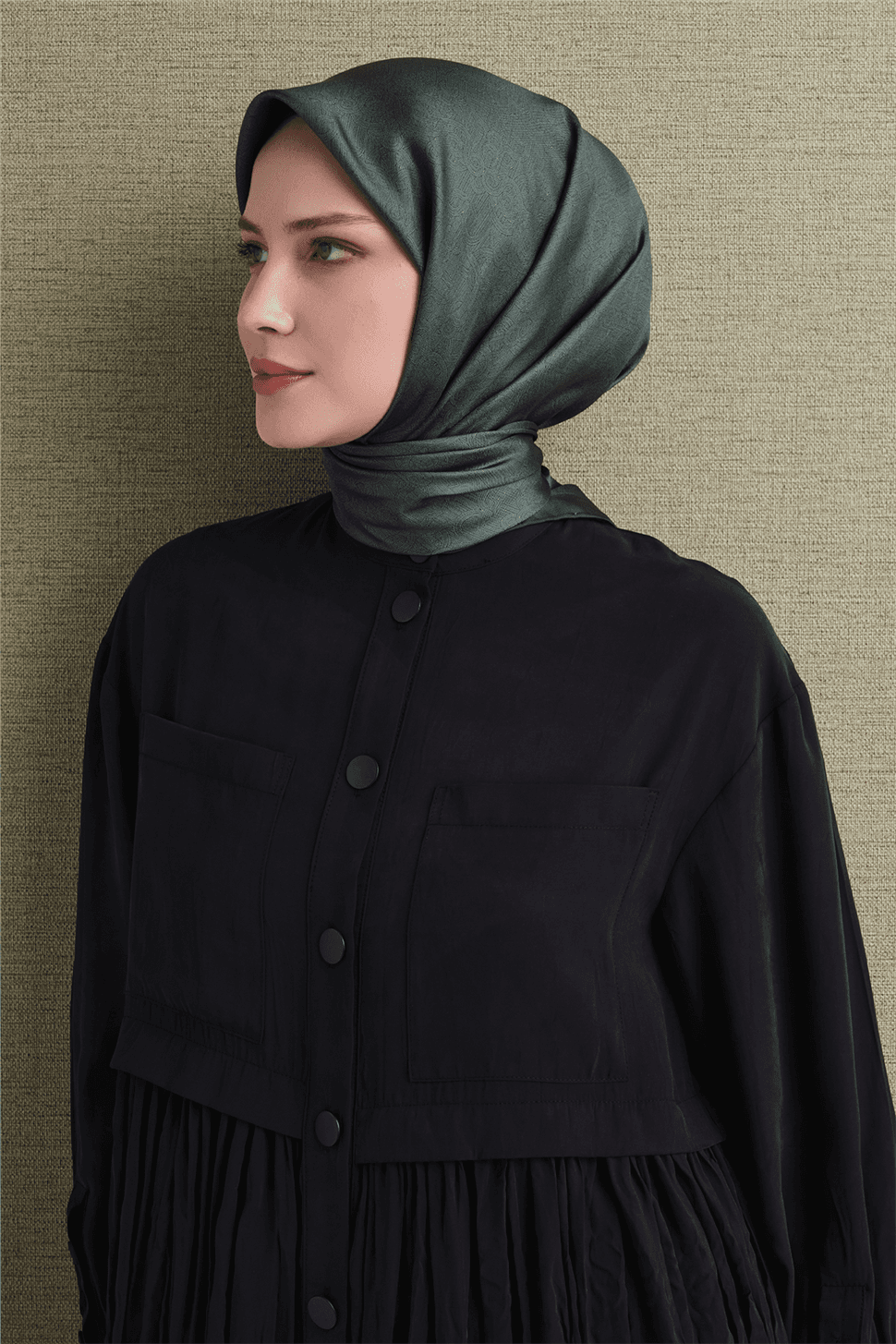 Armine Saf İpek Sura Eşarp 9601D - Yeşil 1