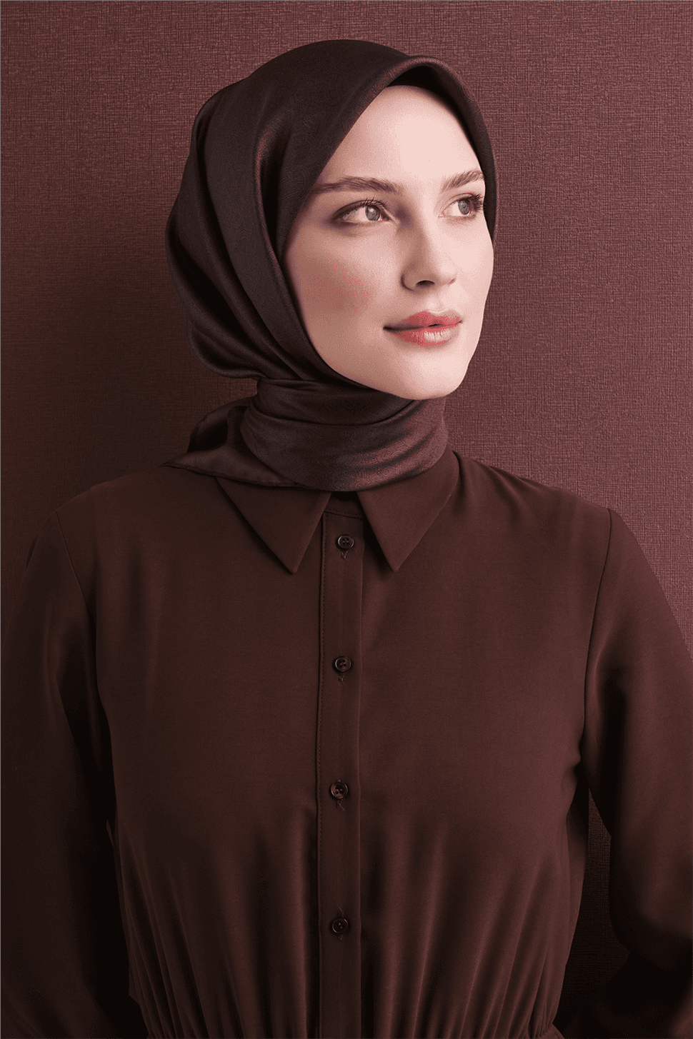 Armine Saf İpek Sura Eşarp 9601D - Kahverengi 3