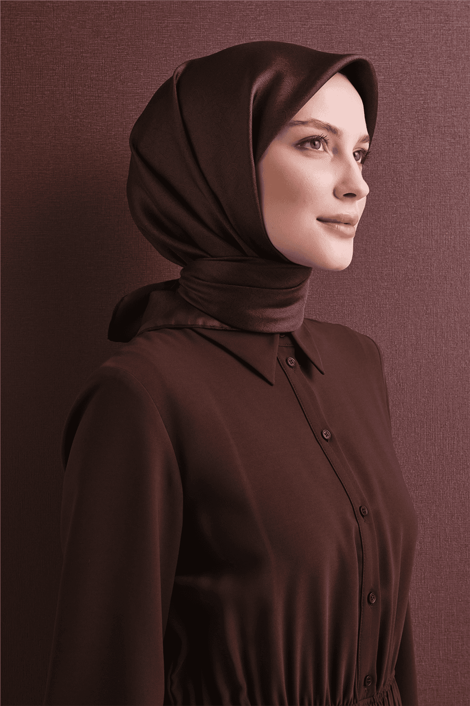 Armine Saf İpek Sura Eşarp 9601D - Kahverengi 4