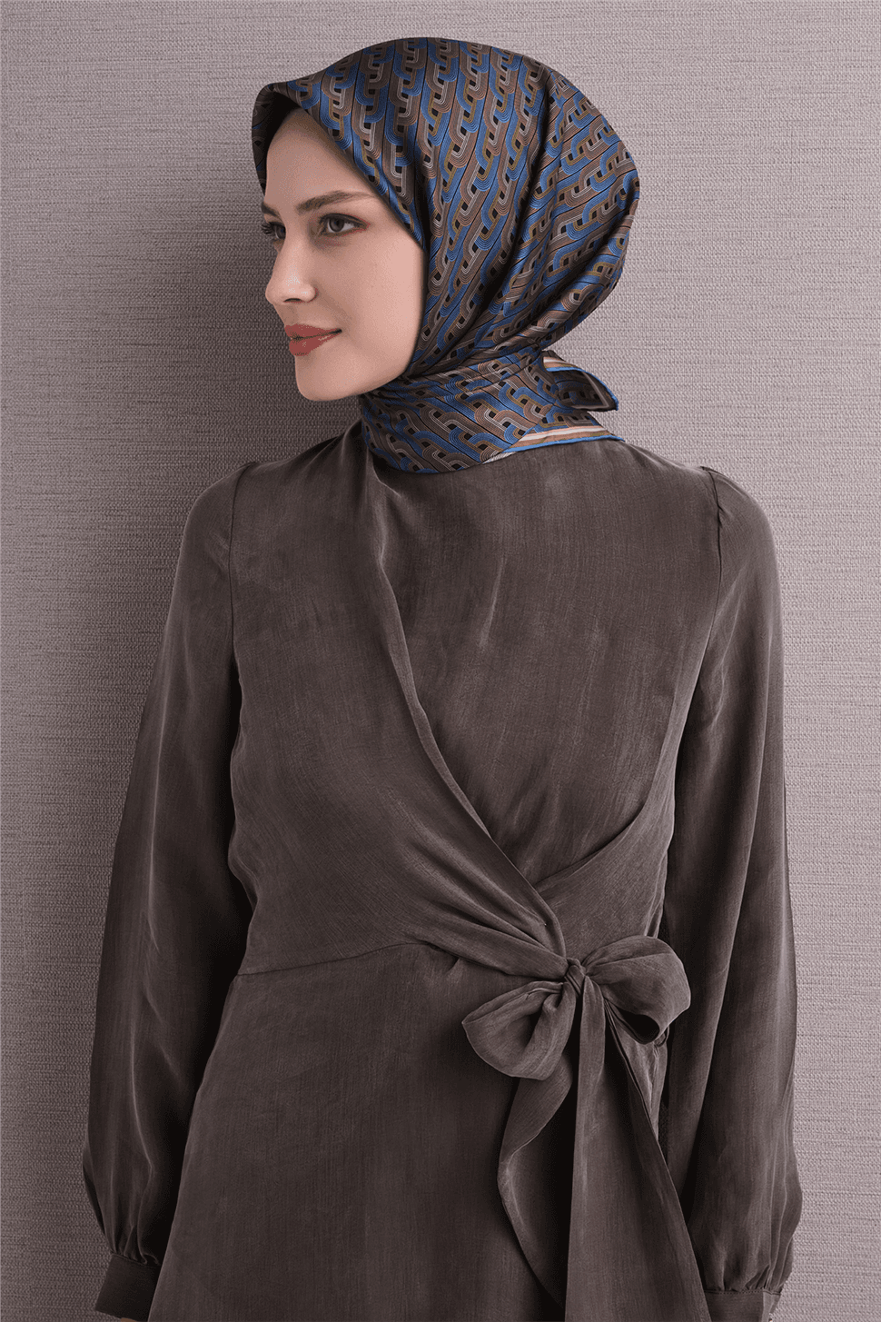 Armine Saf İpek Sura Eşarp 9604D - Mavi 3