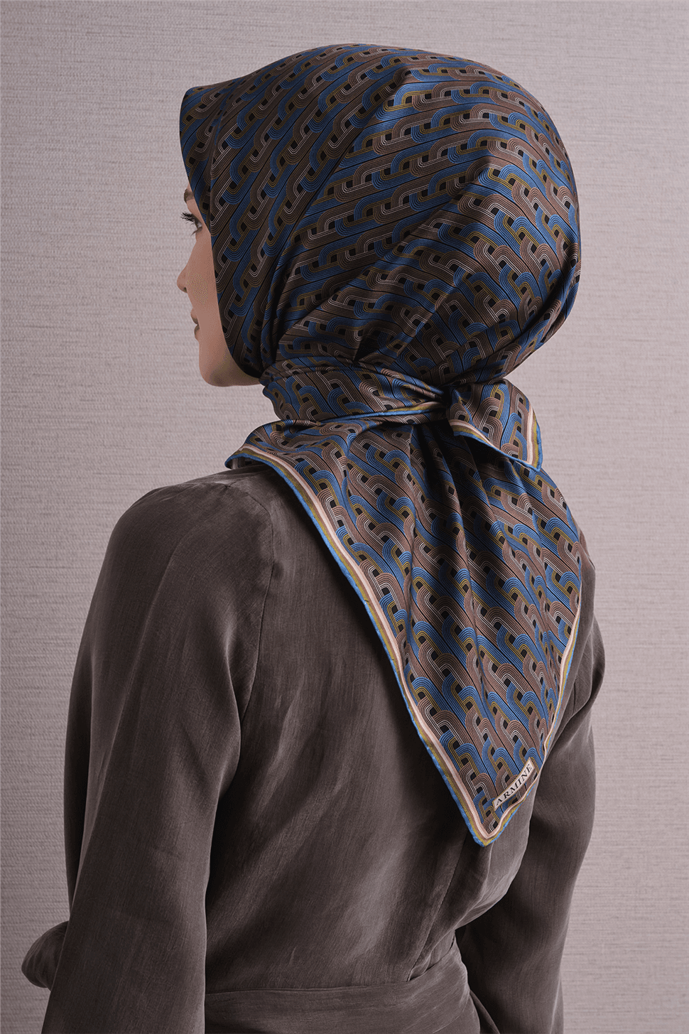 Armine Saf İpek Sura Eşarp 9604D - Mavi 4