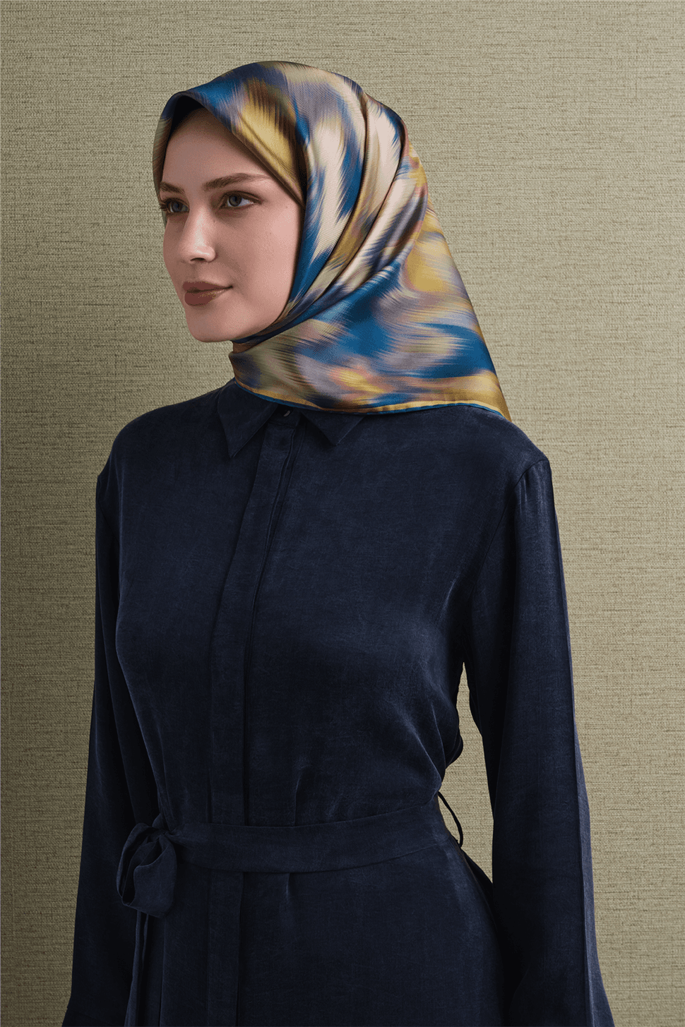 Armine Saf İpek Sura Eşarp 9605D - Mavi 1