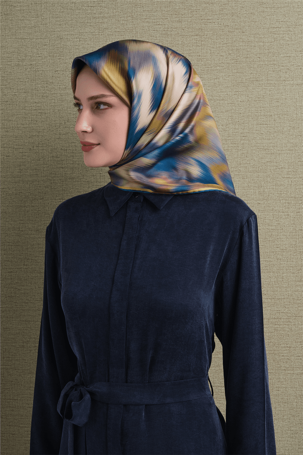 Armine Saf İpek Sura Eşarp 9605D - Mavi 2
