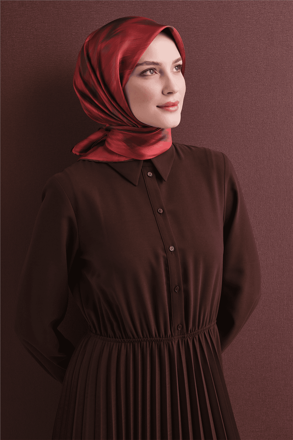 Armine Saf İpek Twill Eşarp 9605D - Kırmızı 1