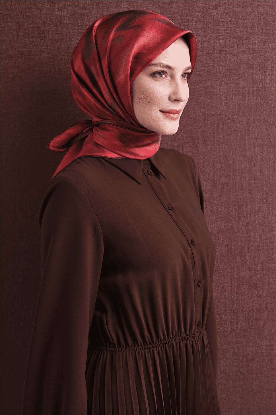 Armine Saf İpek Twill Eşarp 9605D - Kırmızı 2