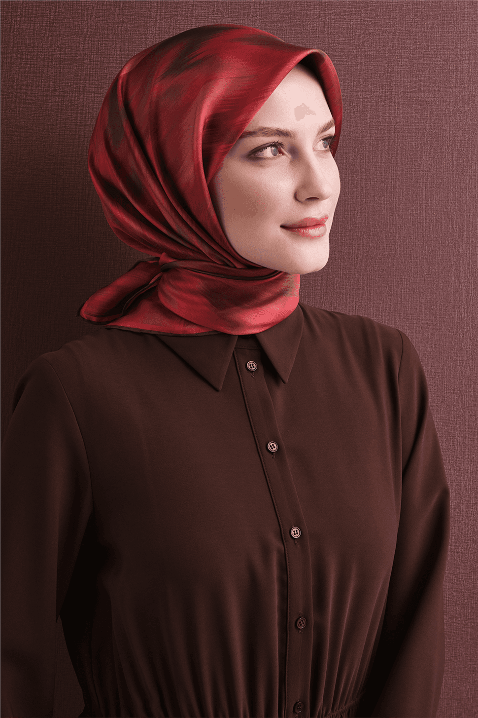 Armine Saf İpek Twill Eşarp 9605D - Kırmızı 3