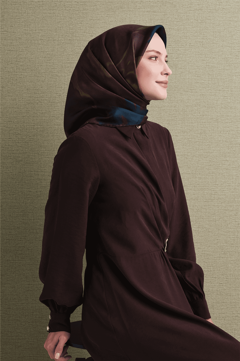 Armine Saf İpek Sura Eşarp 9606D - Kahverengi 1