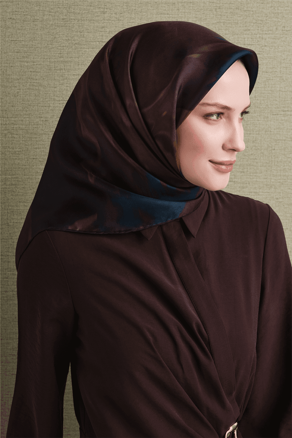 Armine Saf İpek Sura Eşarp 9606D - Kahverengi 3