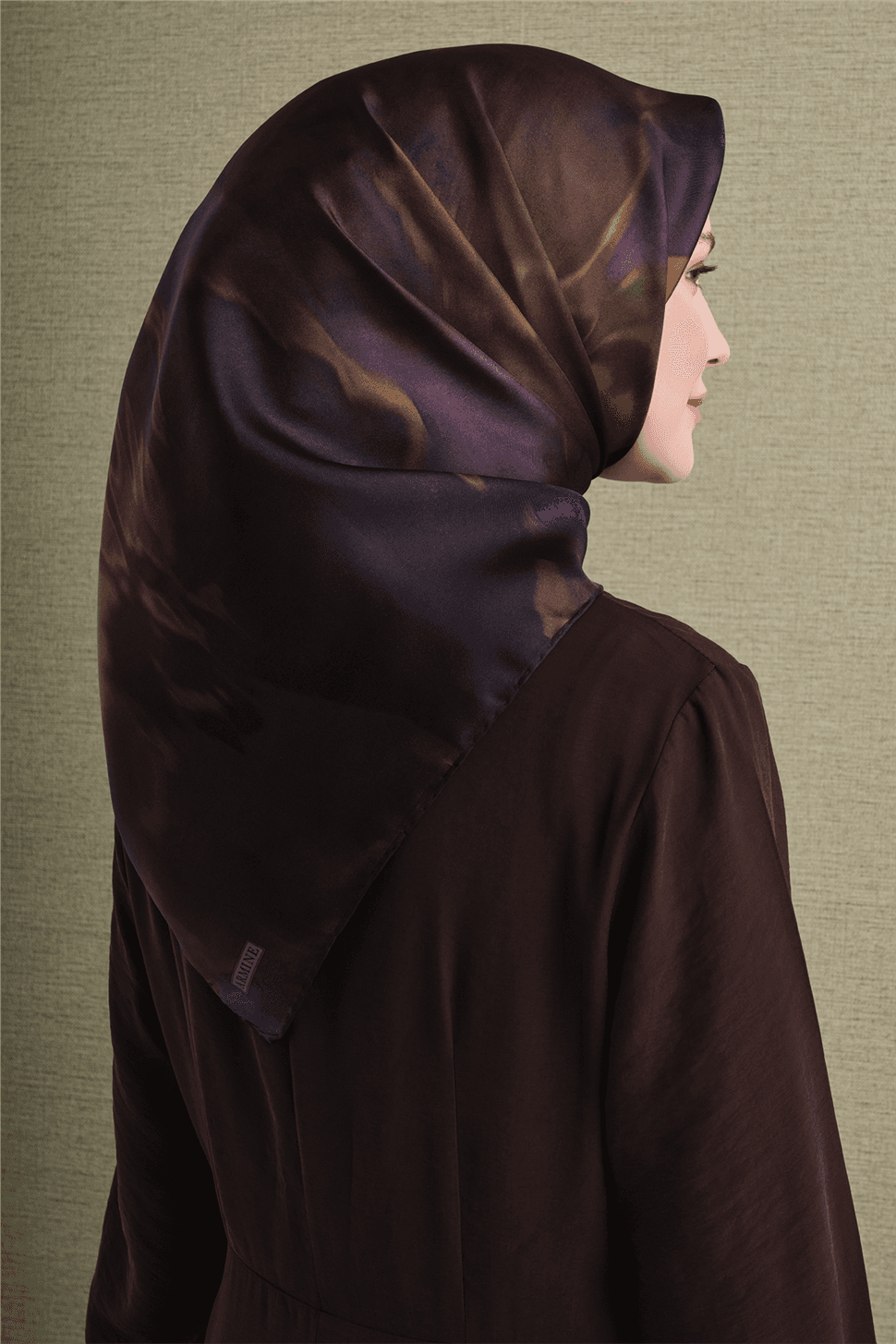 Armine Saf İpek Sura Eşarp 9606D - Kahverengi 4