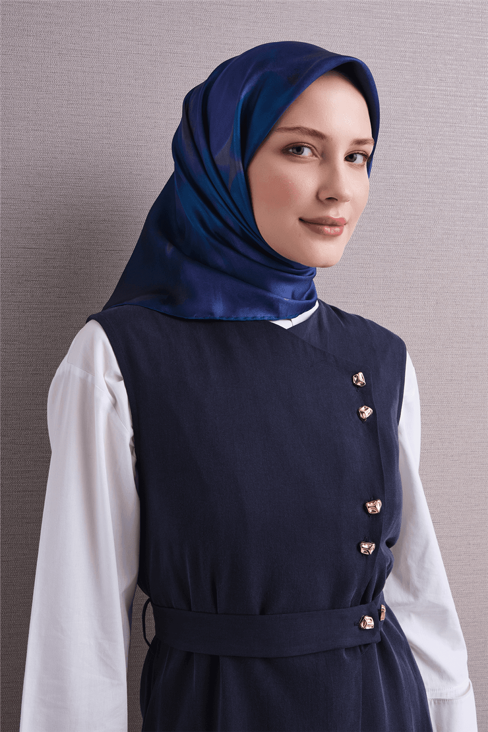 Armine Saf İpek Twill Eşarp 9606D - Mavi 2